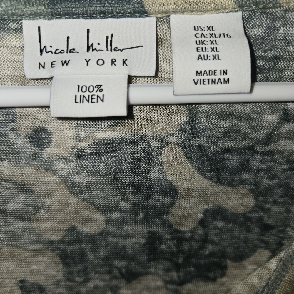 Nicole Miller Green and Cream Linen Cardigan - Picture 5 of 5